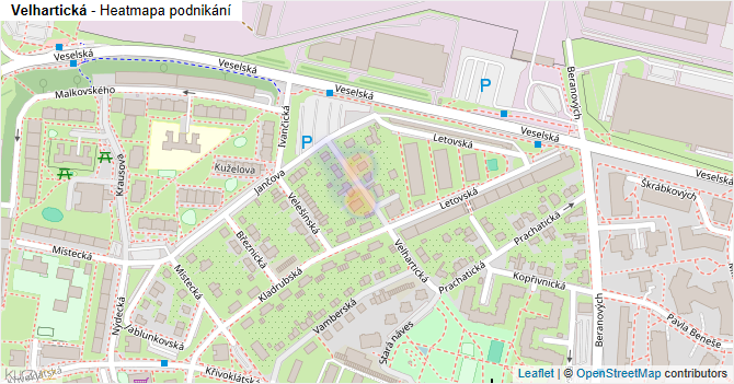 Velhartická - mapa podnikání