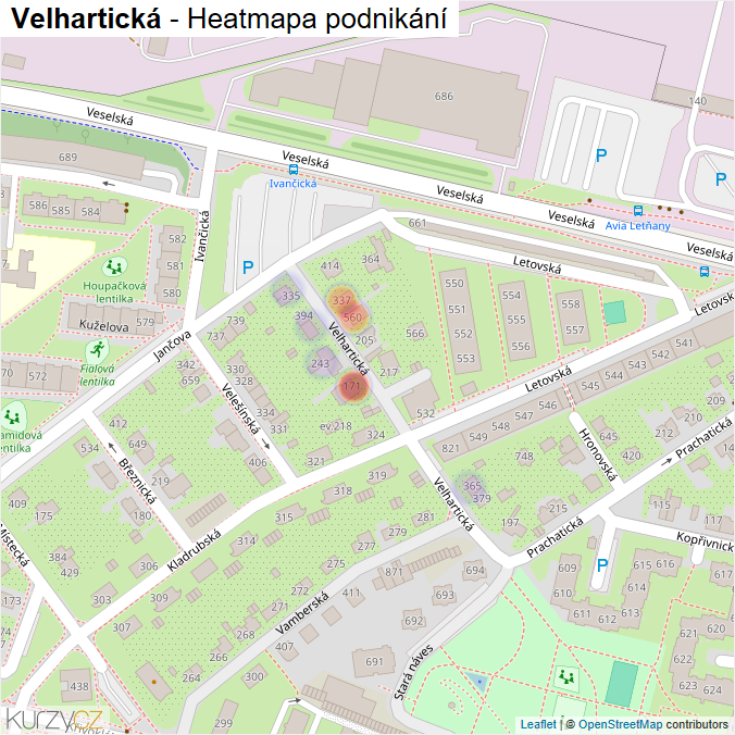 Mapa Velhartická - Firmy v ulici.