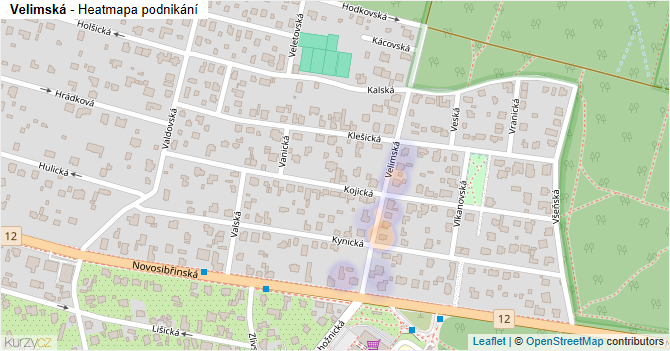 Velimská - mapa podnikání