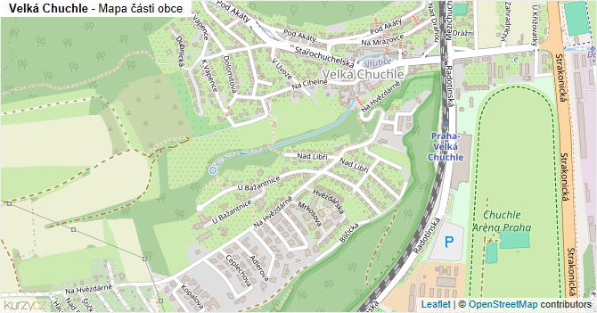 Velká Chuchle - mapa části obce