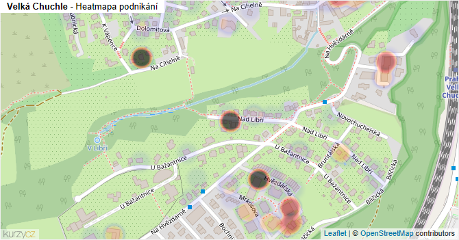 Velká Chuchle - mapa podnikání
