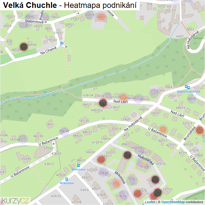 Mapa Velká Chuchle - Firmy v části obce.