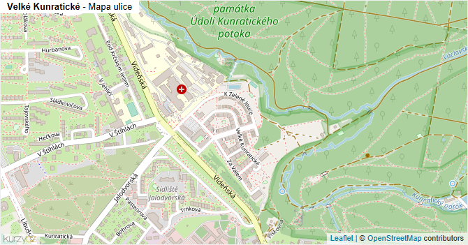 Velké Kunratické - mapa ulice