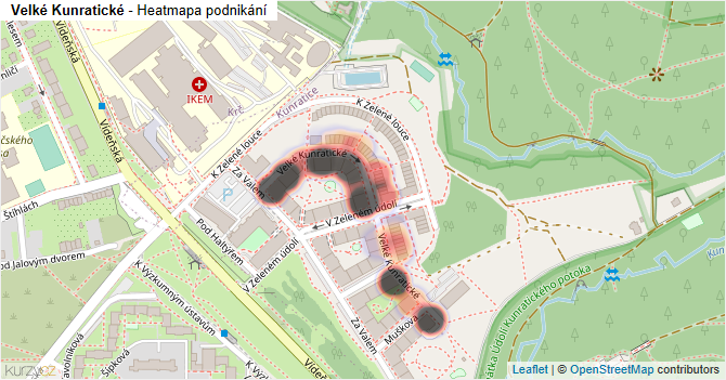 Velké Kunratické - mapa podnikání