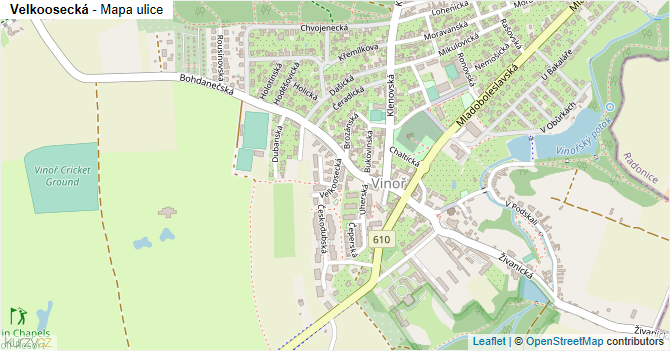 Velkoosecká - mapa ulice