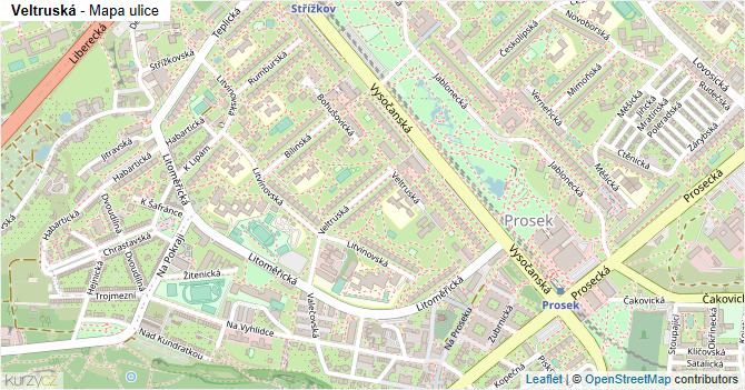 Veltruská - mapa ulice