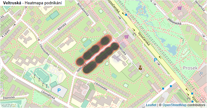 Veltruská - mapa podnikání