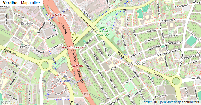 Verdiho - mapa ulice