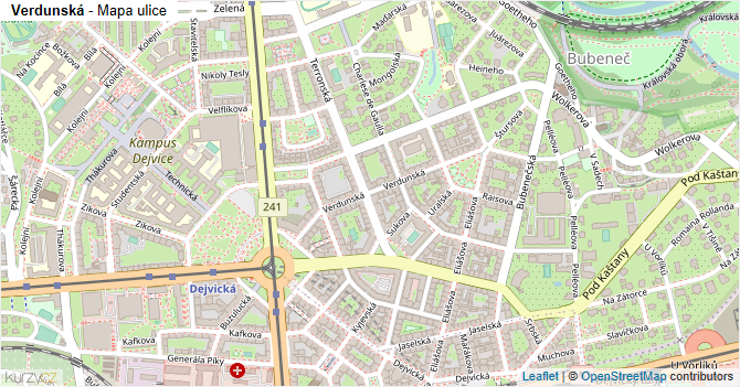 Verdunská - mapa ulice