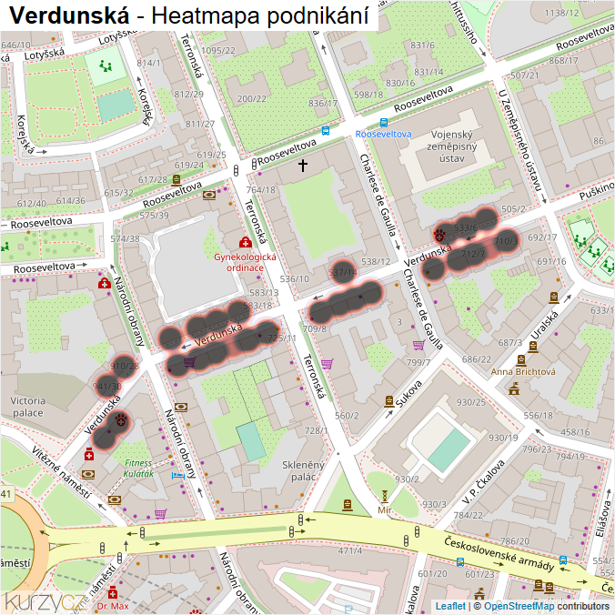 Mapa Verdunská - Firmy v ulici.