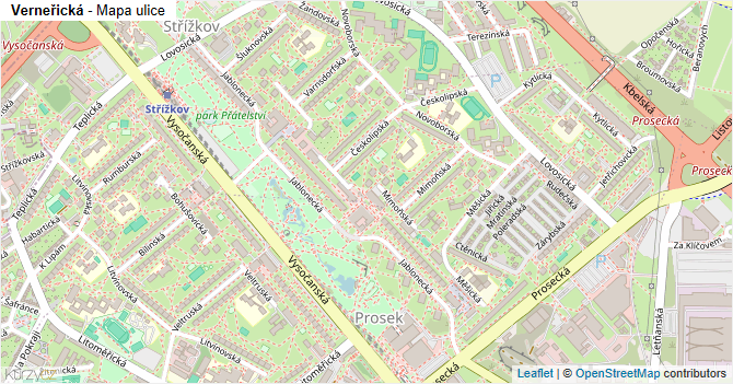Verneřická - mapa ulice