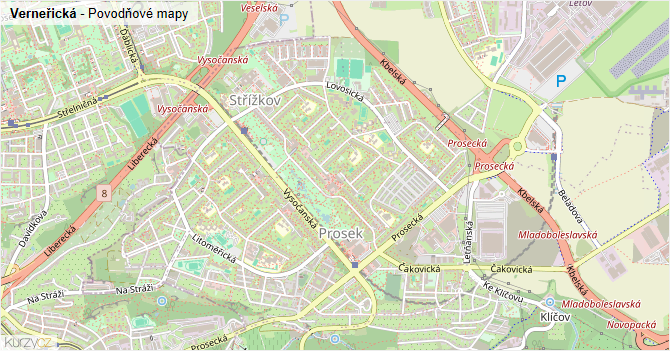 Verneřická - záplavové mapy stoleté vody