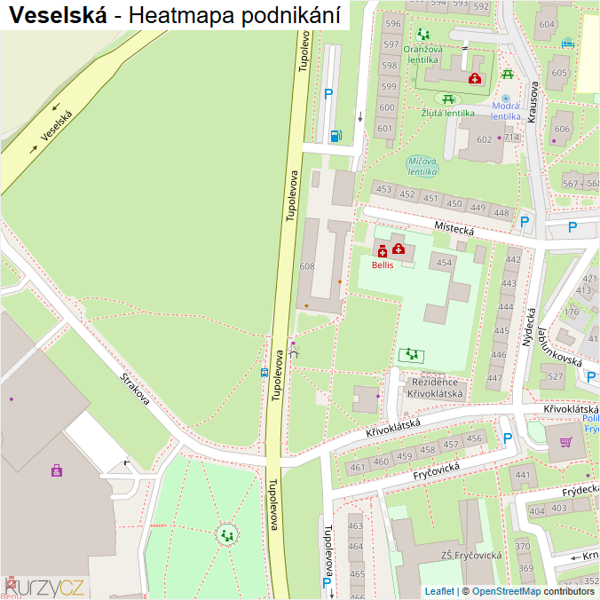 Mapa Veselská - Firmy v ulici.