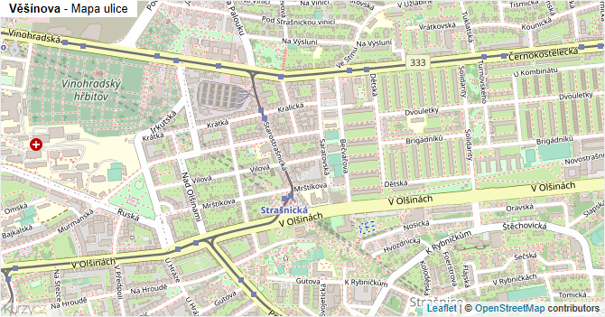 Věšínova - mapa ulice