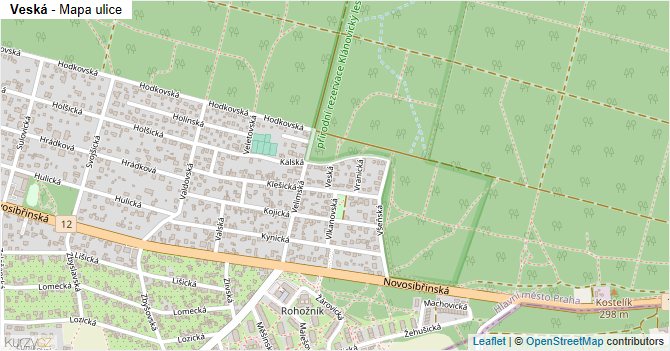Veská - mapa ulice