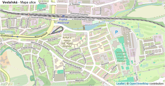 Veslařská - mapa ulice