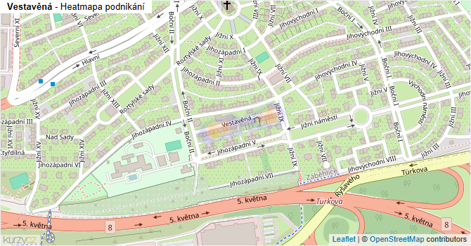 Vestavěná - mapa podnikání