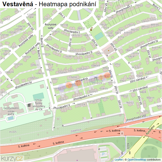 Mapa Vestavěná - Firmy v ulici.