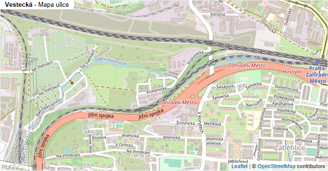 Vestecká - mapa ulice
