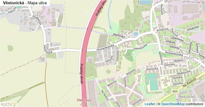 Věstonická - mapa ulice