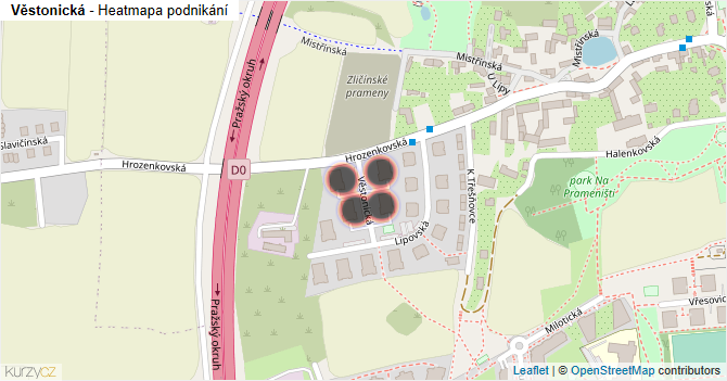 Věstonická - mapa podnikání
