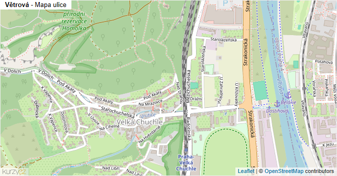 Větrová - mapa ulice