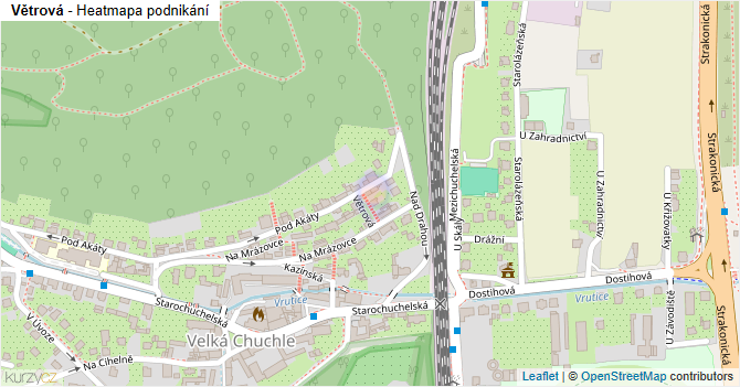 Větrová - mapa podnikání