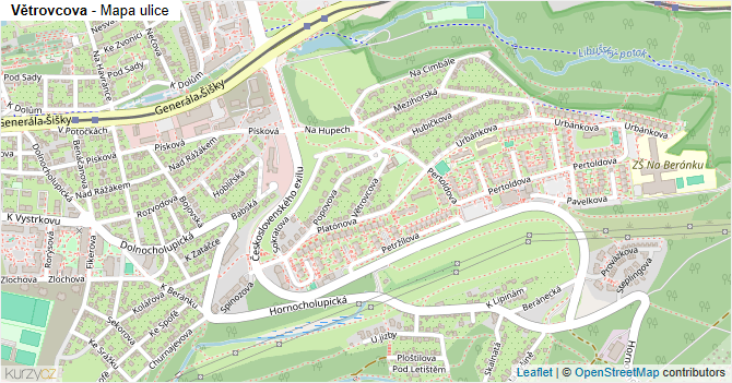 Větrovcova - mapa ulice