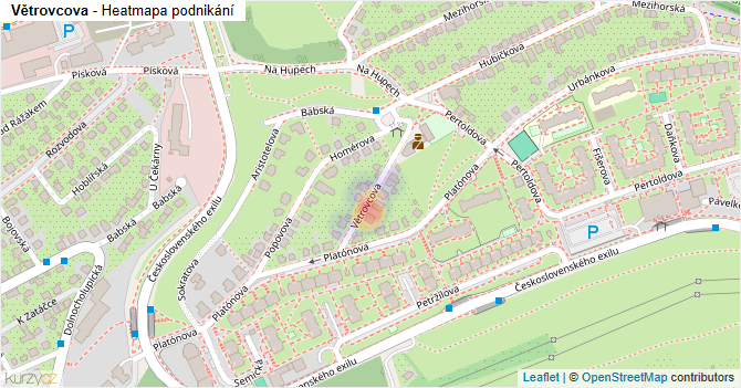Větrovcova - mapa podnikání