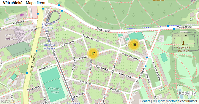 Větrušická - mapa firem