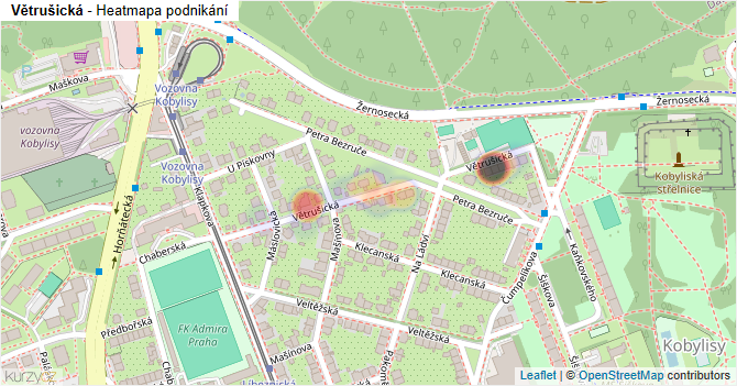 Větrušická - mapa podnikání