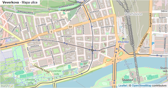 Veverkova - mapa ulice