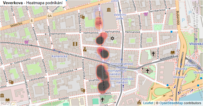 Veverkova - mapa podnikání