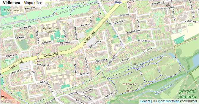 Vidimova - mapa ulice
