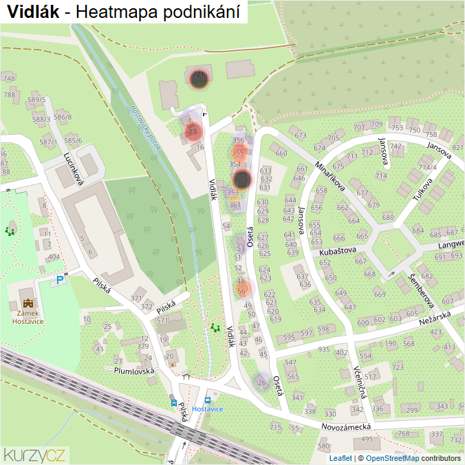 Mapa Vidlák - Firmy v ulici.