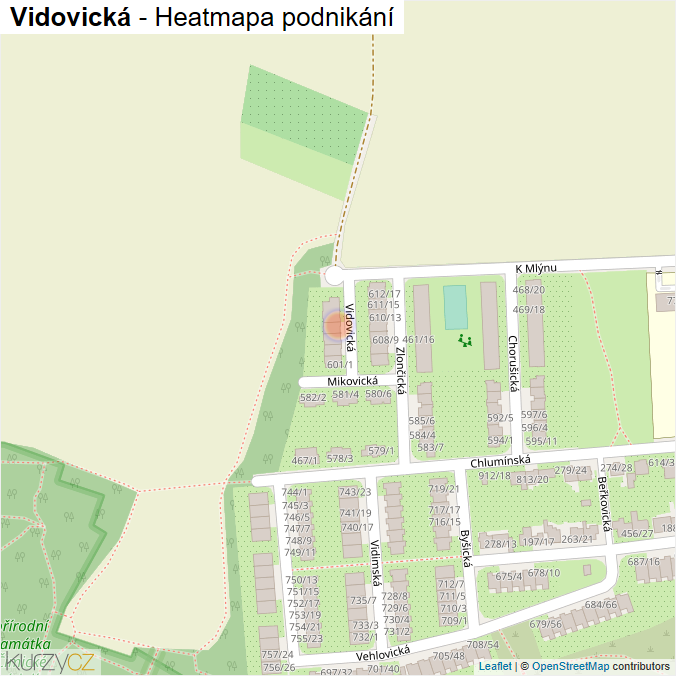 Mapa Vidovická - Firmy v ulici.