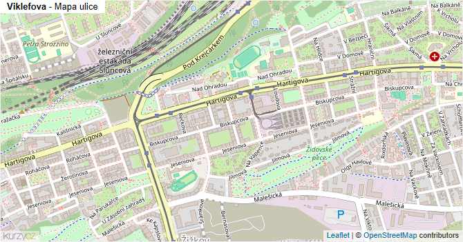 Viklefova - mapa ulice