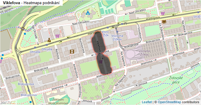 Viklefova - mapa podnikání