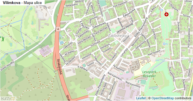 Vilímkova - mapa ulice