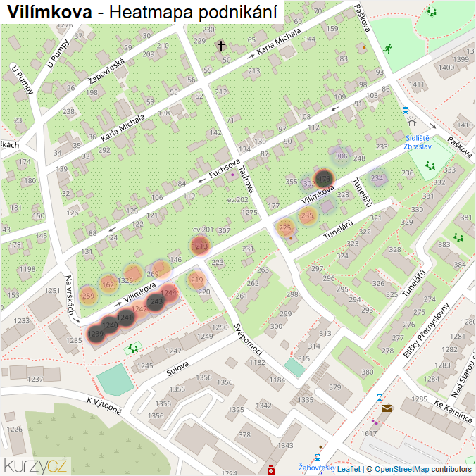 Mapa Vilímkova - Firmy v ulici.
