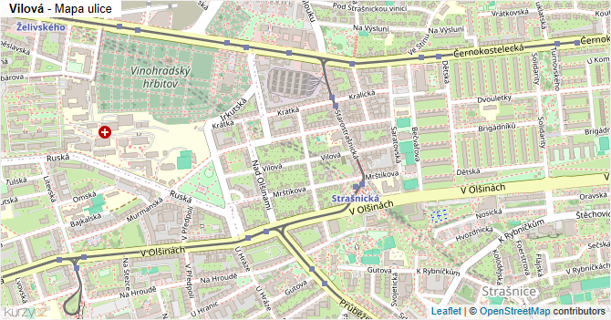 Vilová - mapa ulice