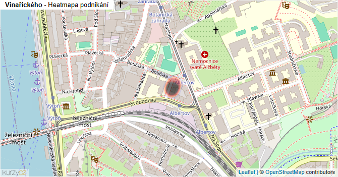 Vinařického - mapa podnikání