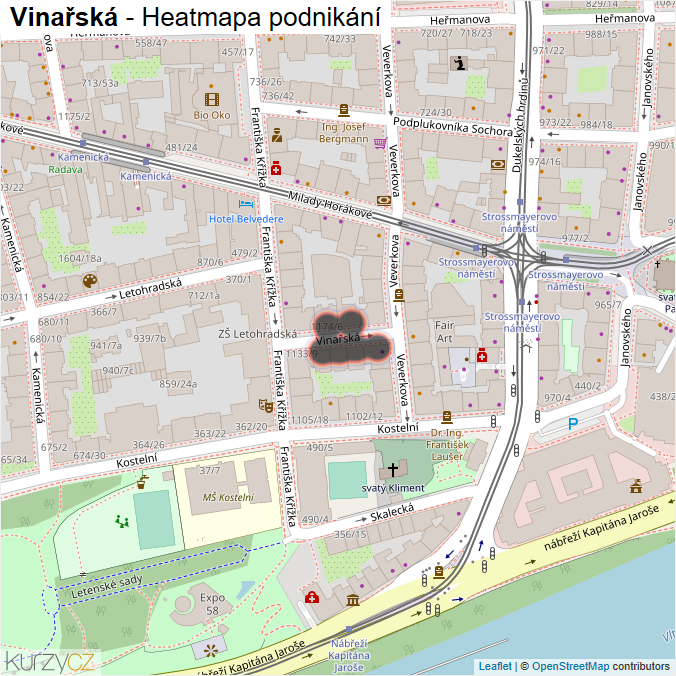 Mapa Vinařská - Firmy v ulici.