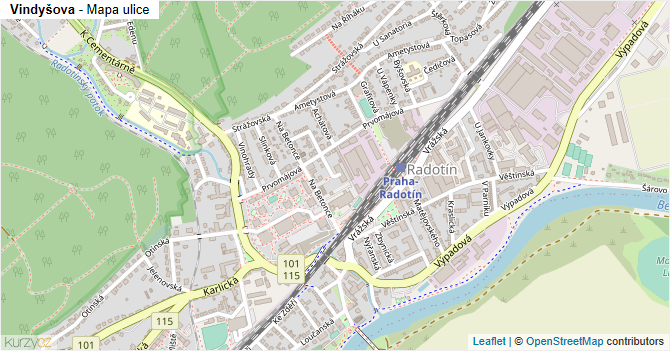 Vindyšova - mapa ulice