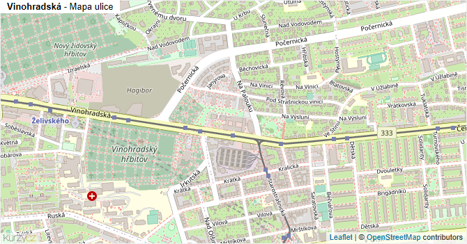 Vinohradská - mapa ulice