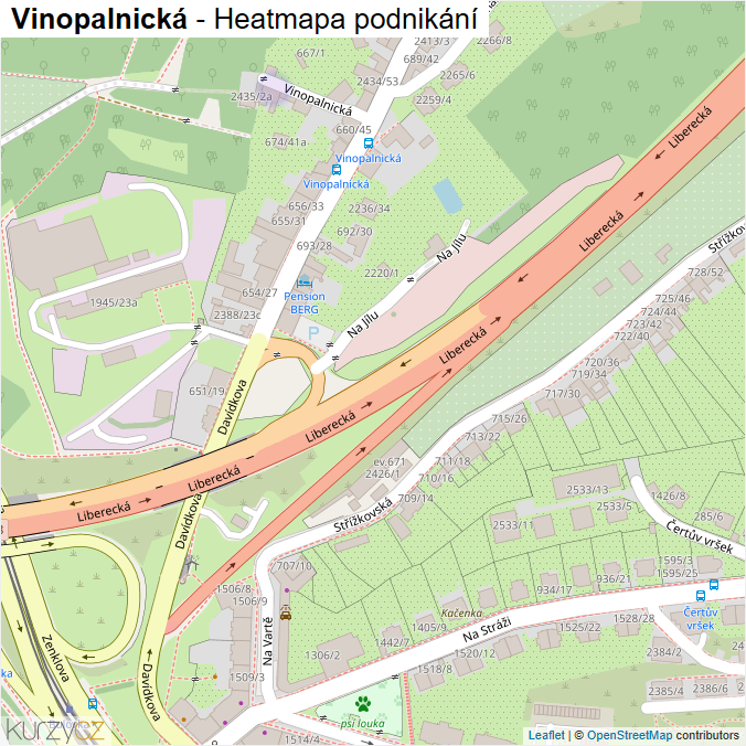 Mapa Vinopalnická - Firmy v ulici.