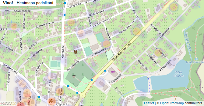 Vinoř - mapa podnikání