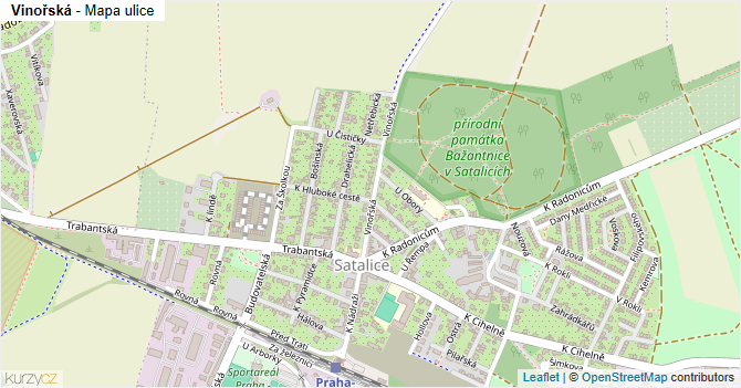 Vinořská - mapa ulice