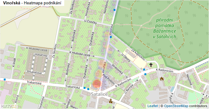 Vinořská - mapa podnikání