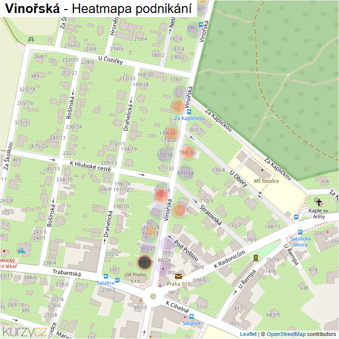 Mapa Vinořská - Firmy v ulici.